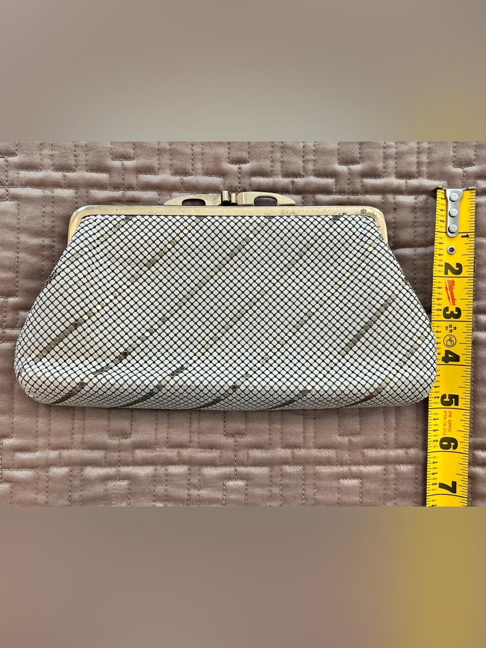 Vintage GoldCrest BRAND Mesh Clutch Bag with Gold Frame 1970